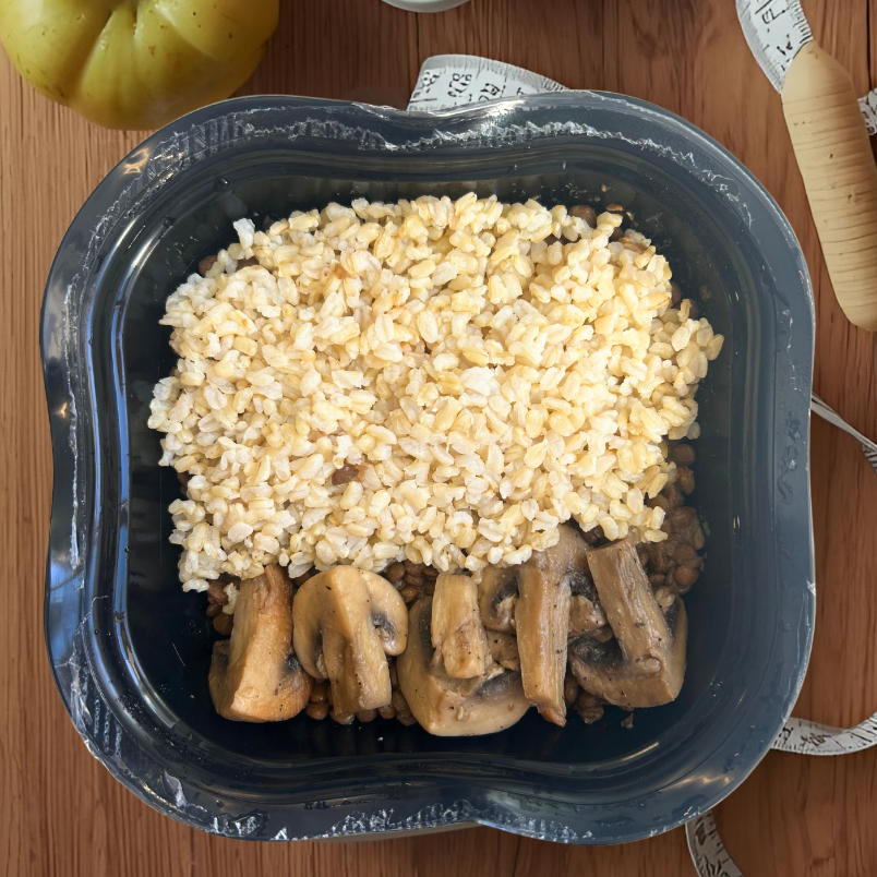 LENTEJAS ESTOFADAS CON ARROZ INTEGRAL Y CHAMPIÑONES